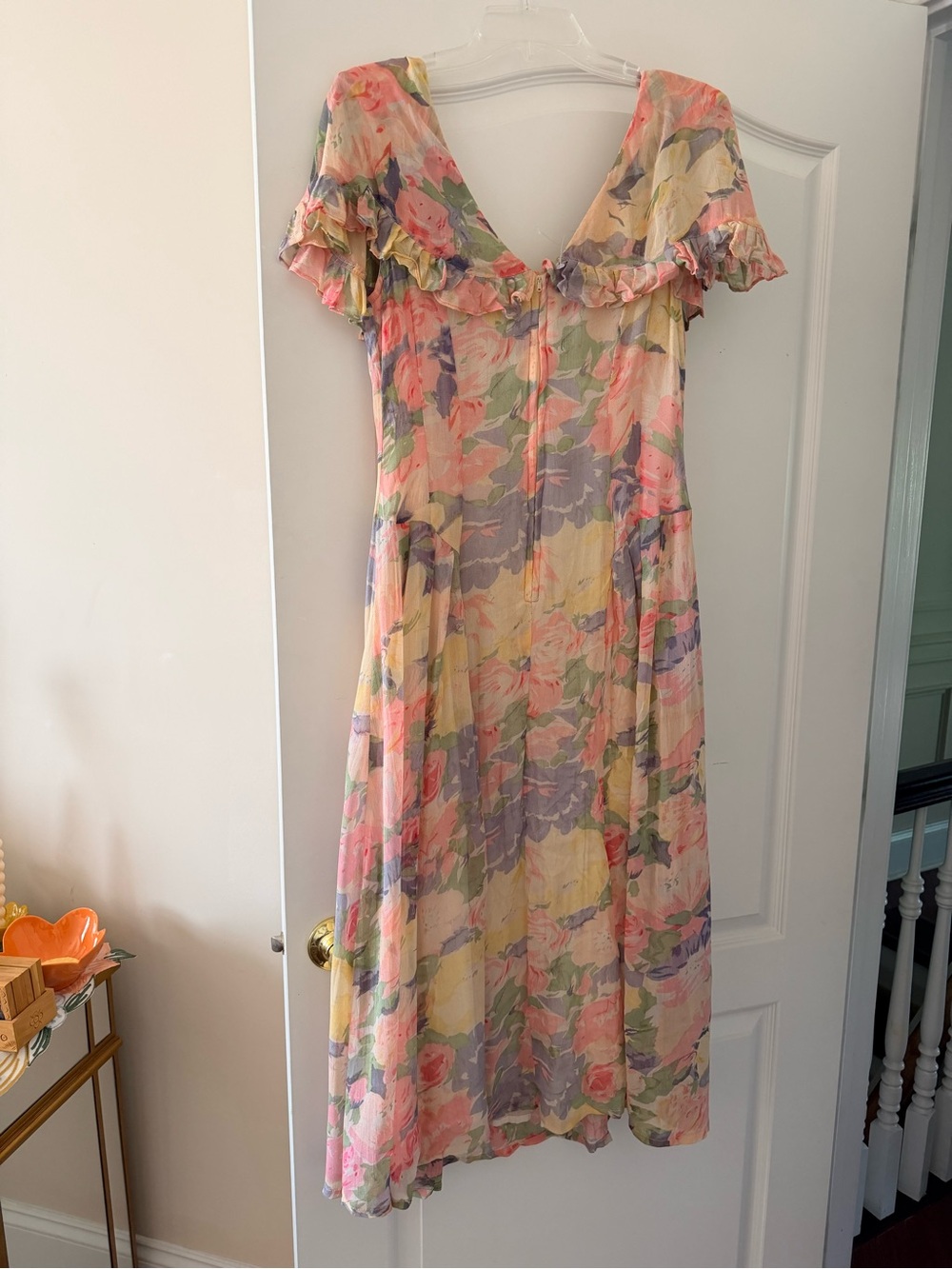 Sarah Elizabeth Pastel Floral Midi Dress in Pink, Lavender and Cream - Picture 3 of 7